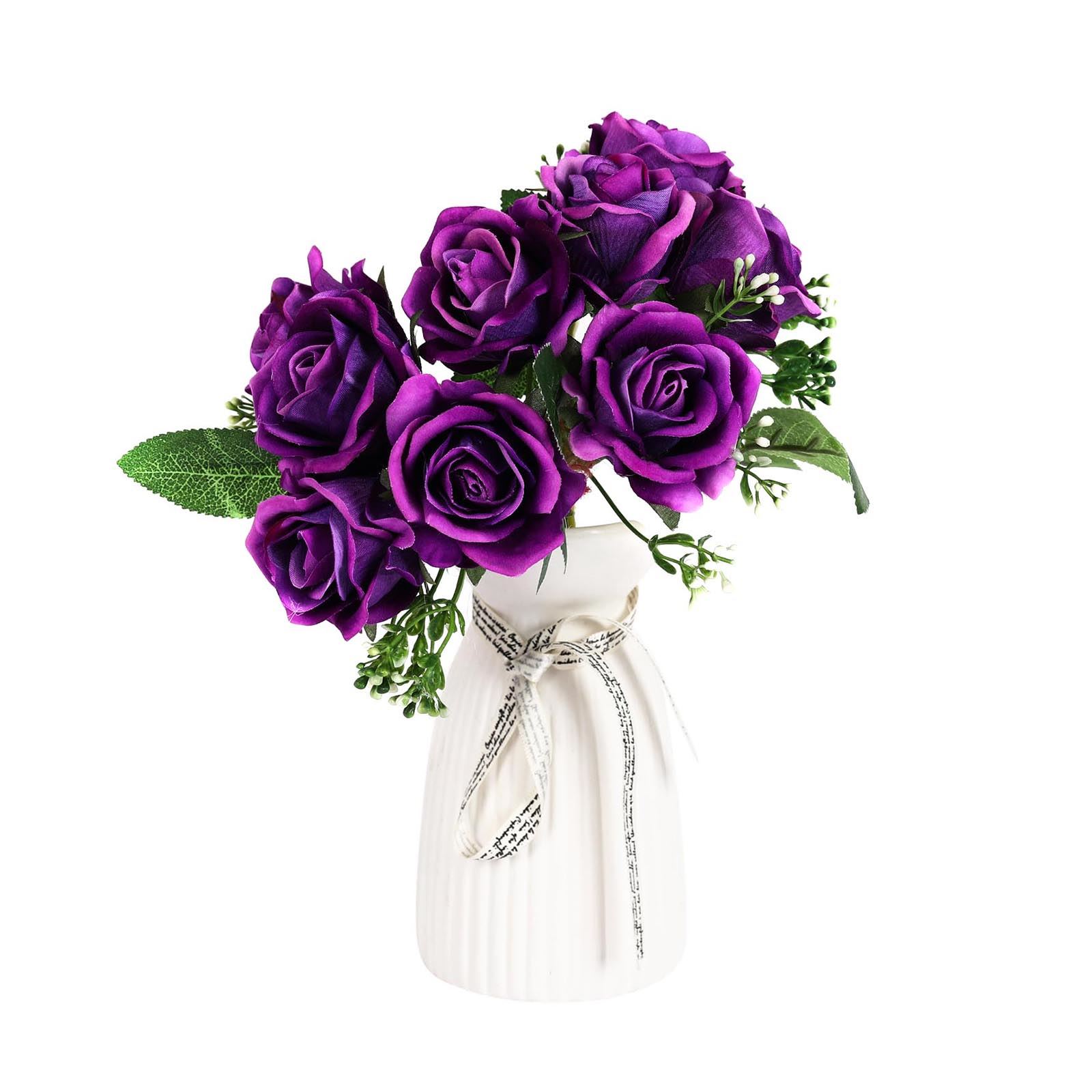 Paquete de 9 rosas atadas a mano - ramo de novia de terciopelo calidad de boda premium - Imagen 6 de 11