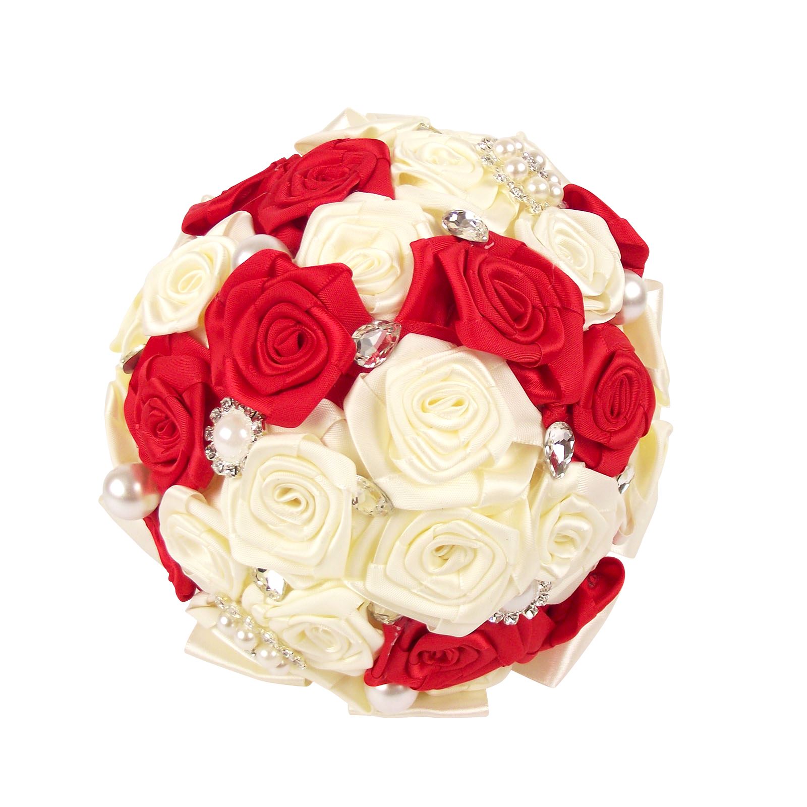 ¡Ramo de satén premium hecho a mano! Posy falso hecho por novia con broche de cristal - Imagen 14 de 23
