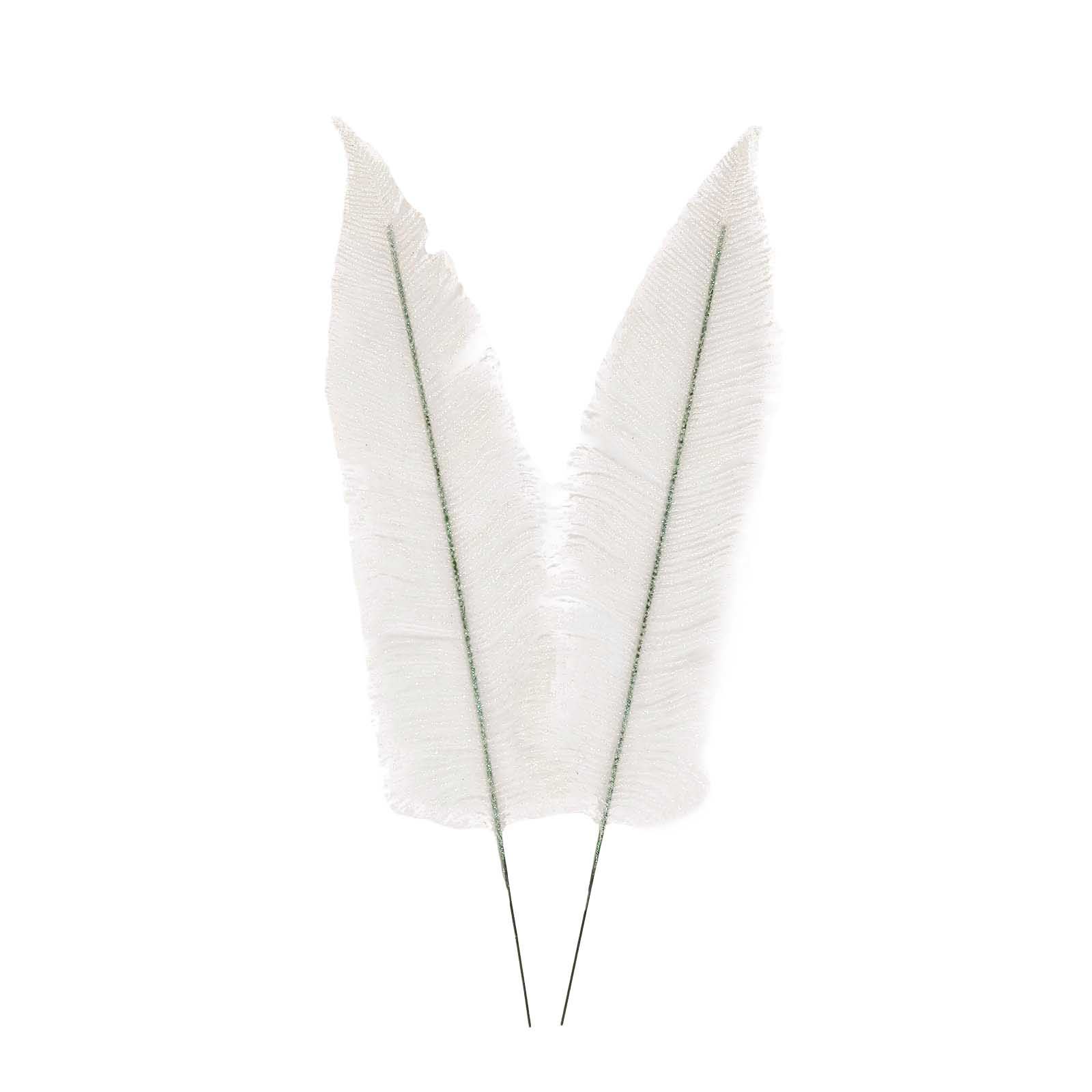 2x Large Heavy Glittered Spiky Feather Leaf - Glittery Flowers Home Decor Fake - Picture 8 of 15