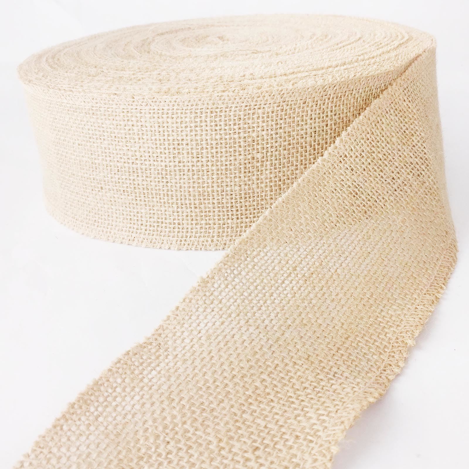Overlocked Natural Hessian Ribbon - Premium 2cm - 10cm Jute Burlap Vintage - Picture 14 of 17