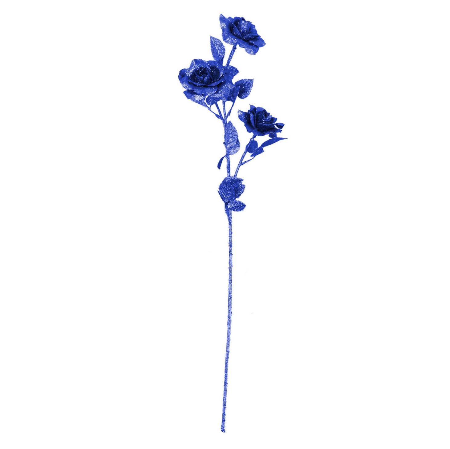 Heavy Glittered 3 Head Rose Spray - Artificial Glitter Glittery Flowers Fake - Picture 11 of 69