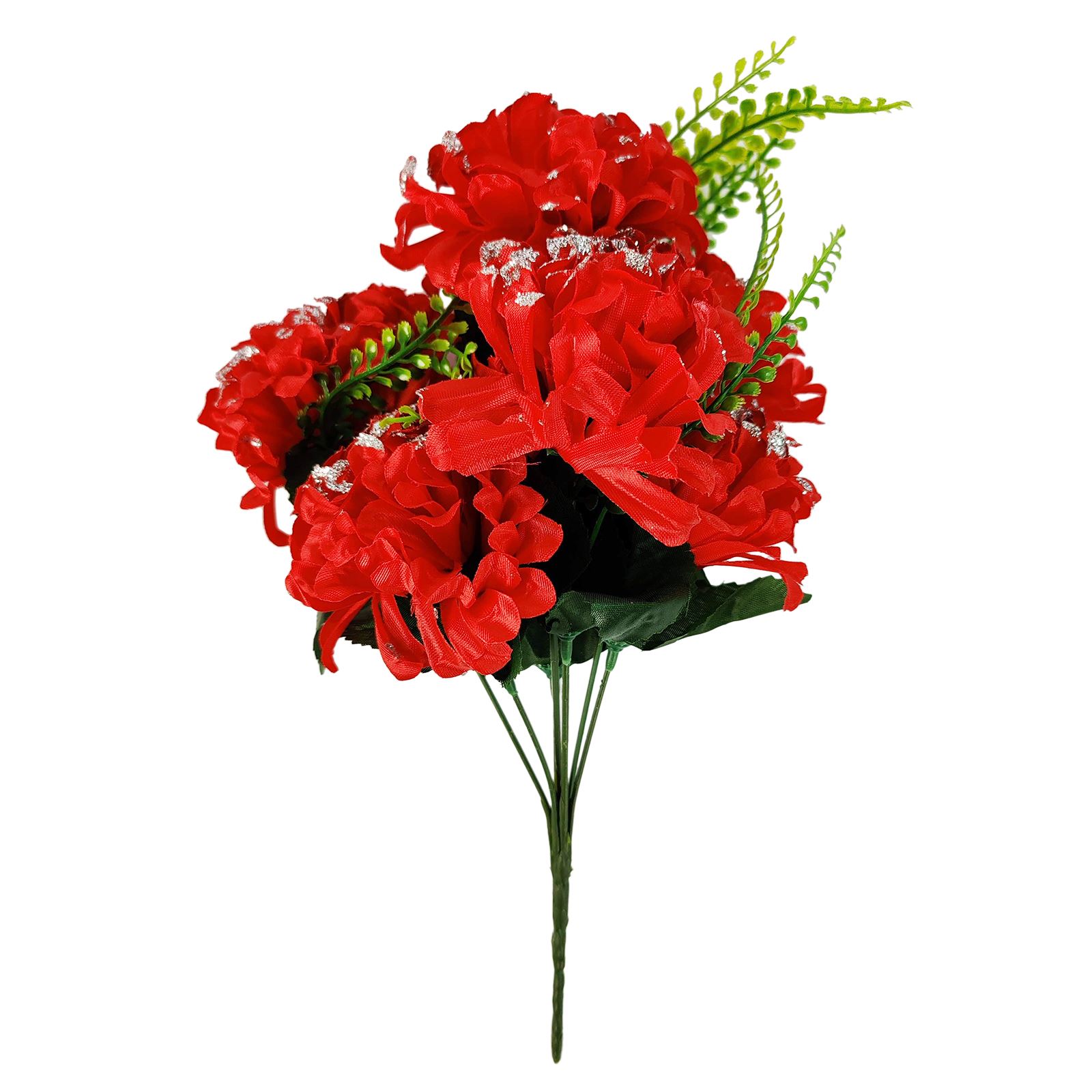 7 Head Glitter Mum Bouquet - Bling Artificial Silk Flowers Home Craft Funeral - Picture 7 of 17