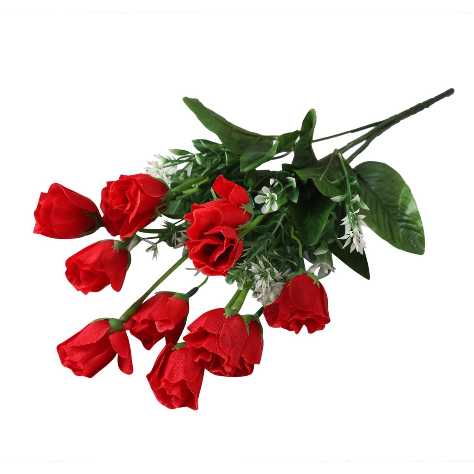 10 Kopf kleine Tulpe Rosenknospe Blumenstrauß - künstliche Seidenblumen - Bild 9 von 14