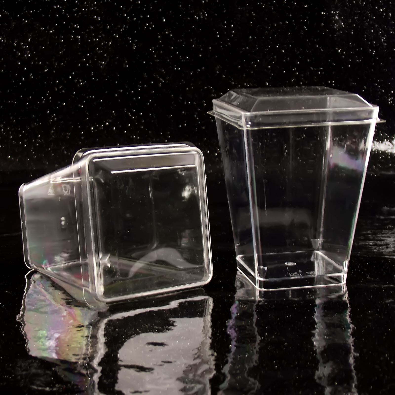 Square Pane 7cm Disposable Dessert Cups F Canape Dishes Clear Party Plastic