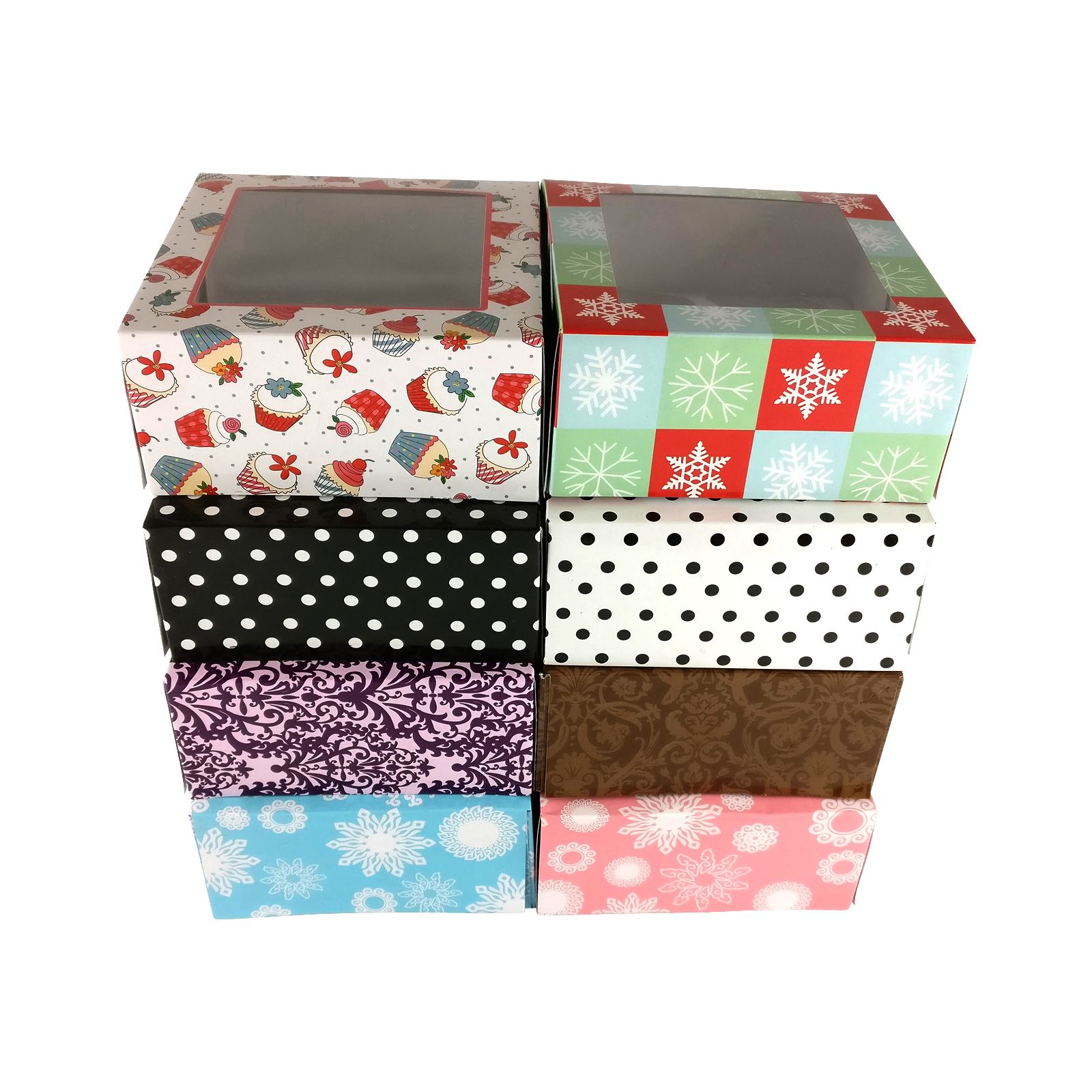 Cupcakes,12 Boxes 4 Hole Gift Box Craft Xmas Wedding Cake Funky Printed Cupcake Boxes Cupcakes,12 Boxes 4 Hole Gift Box Craft Xmas Wedding Cake Funky Printed Cupcake Boxes