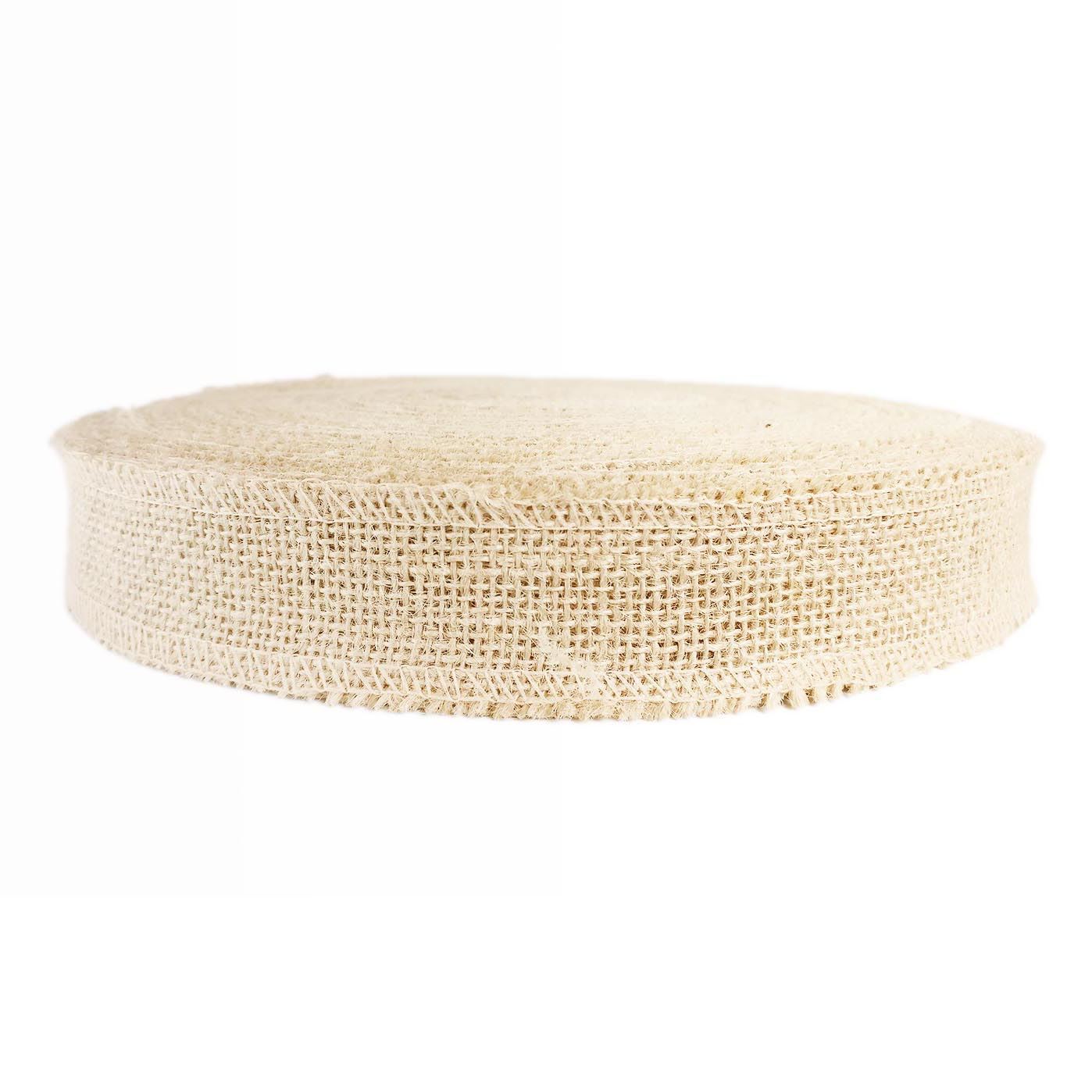 Overlocked Natural Hessian Ribbon - Premium 2cm - 10cm Jute Burlap Vintage - Picture 6 of 17