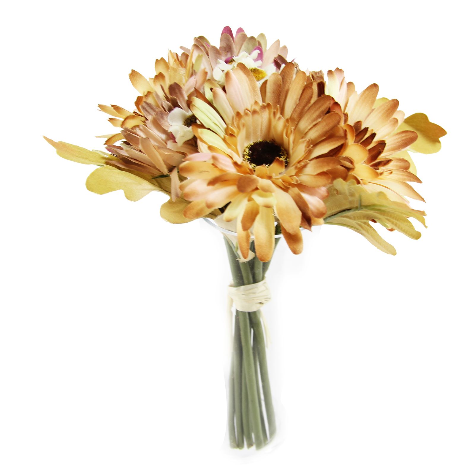 Paquete Gerbera atado a mano - corbata de mano artificial flores falsas tallos ramo de flores - Imagen 7 de 15