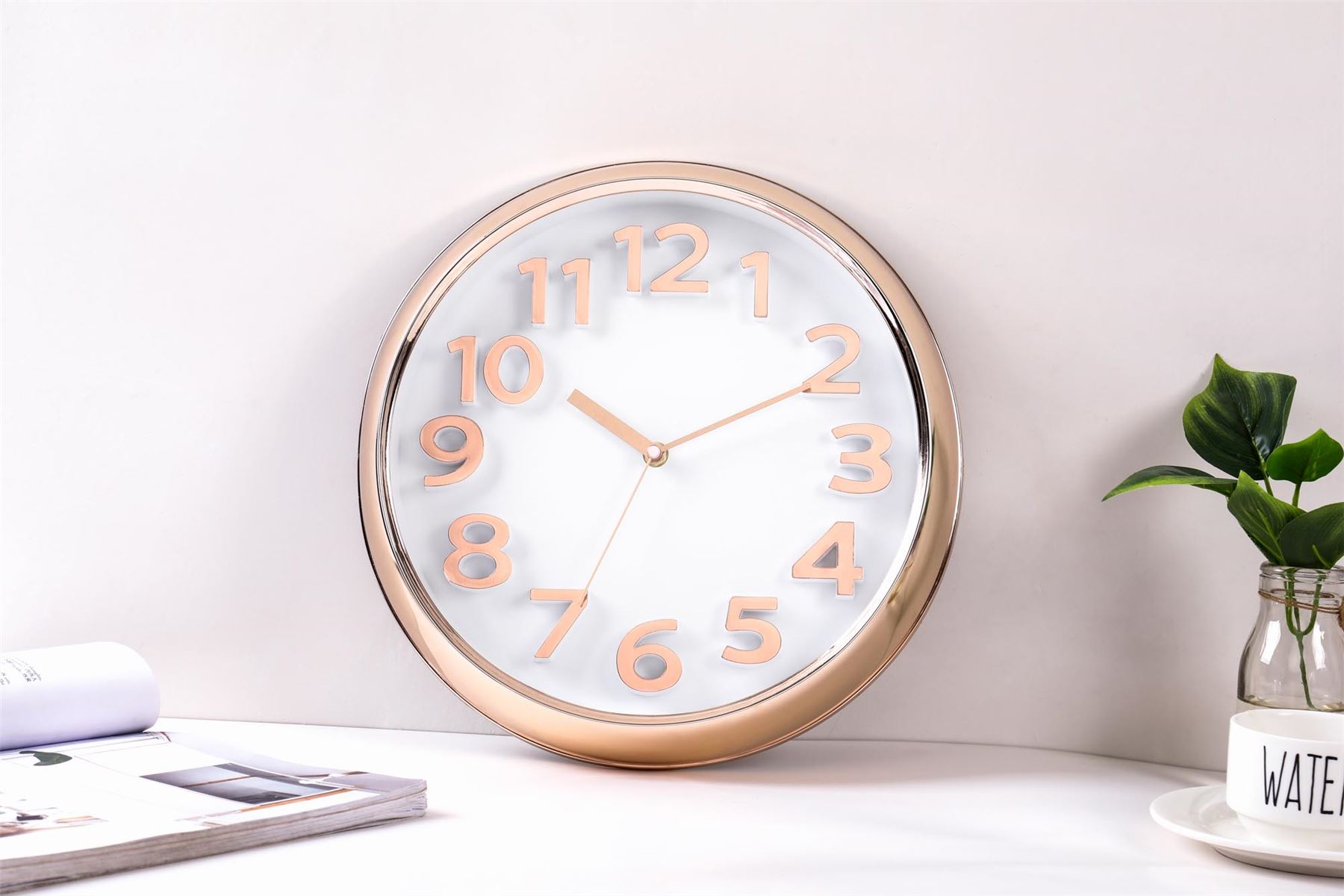 Chunky Station Style Wall Clock Rose Gold Copper Black White Home - Picture 5 of 5