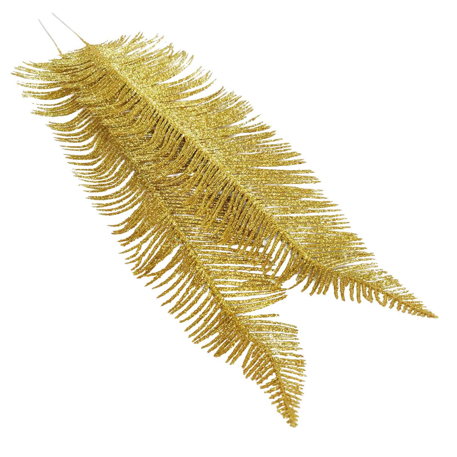 2x Large Heavy Glittered Spiky Feather Leaf - Glittery Flowers Home Decor Fake - Picture 5 of 15