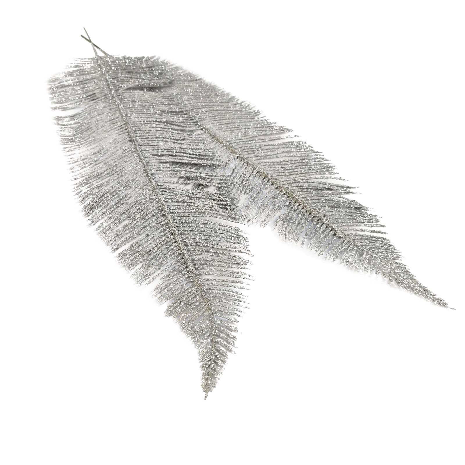 2x Large Heavy Glittered Spiky Feather Leaf - Glittery Flowers Home Decor Fake - Picture 15 of 15