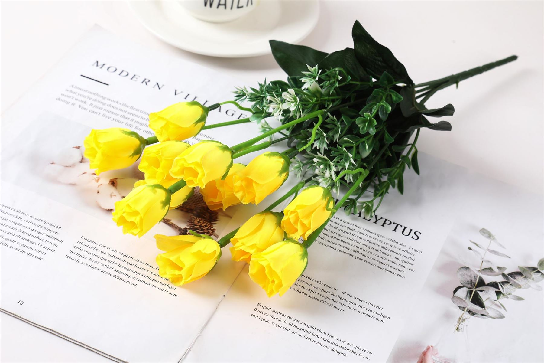 10 Kopf kleine Tulpe Rosenknospe Blumenstrauß - künstliche Seidenblumen - Bild 14 von 14