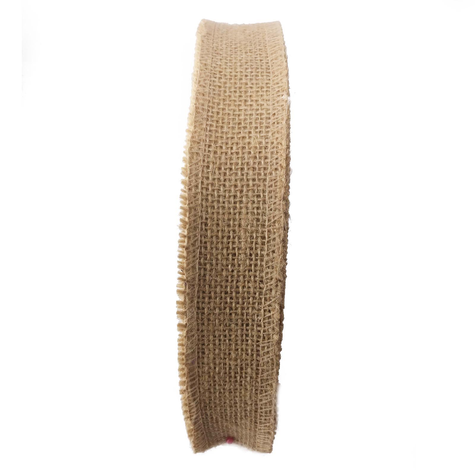 Overlocked Natural Hessian Ribbon - Premium 2cm - 10cm Jute Burlap Vintage - Picture 7 of 17