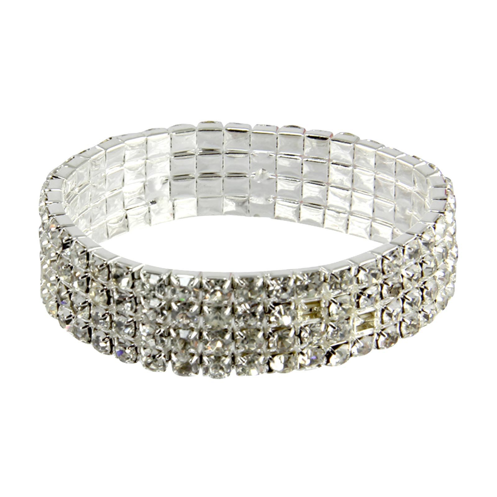 4 Row Stretch Diamante Bracelets! UK Seller! Prom Wedding Corsage eBay