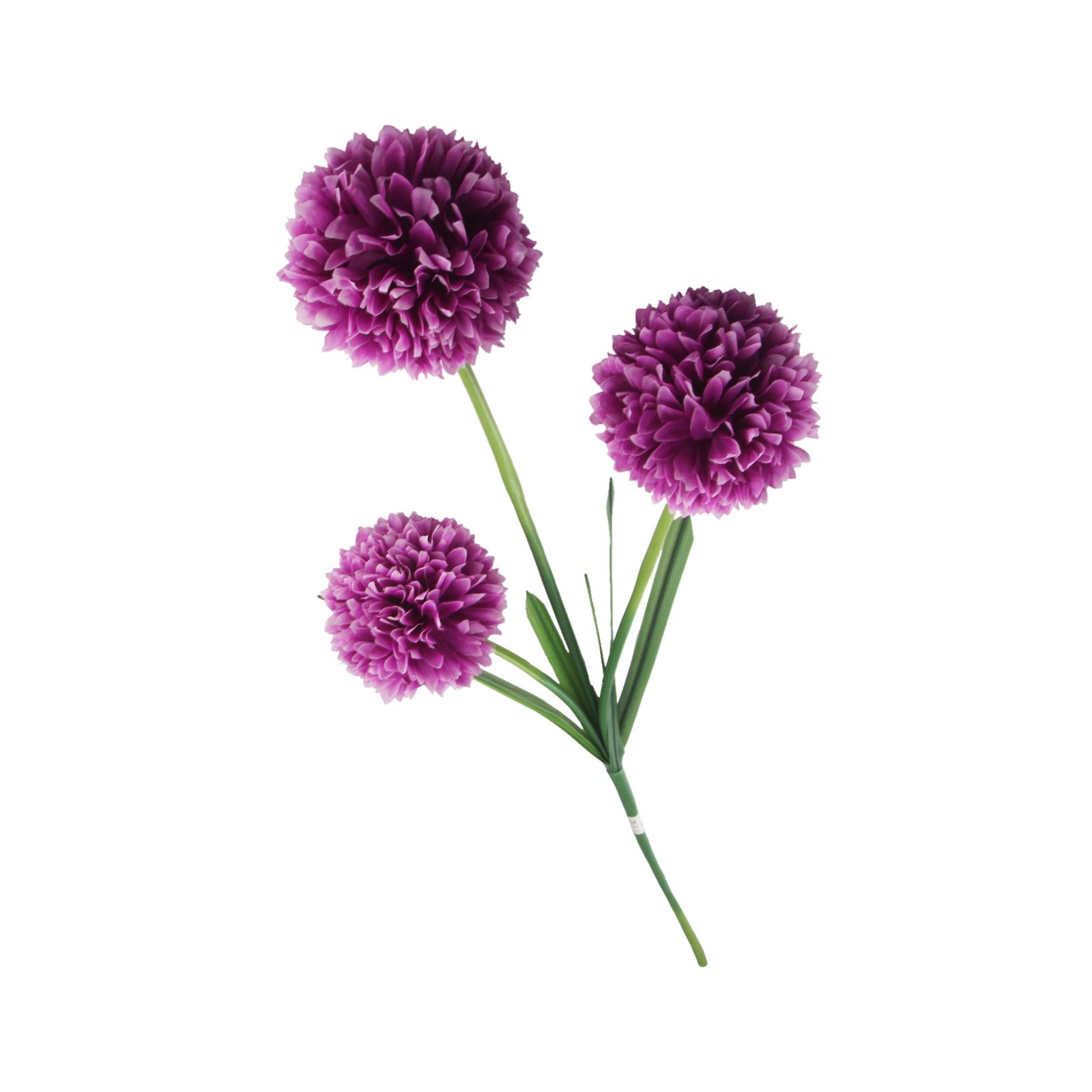 3 Headed Large Pompom Allium Spray Artificial Silk Flowers Fake Stem