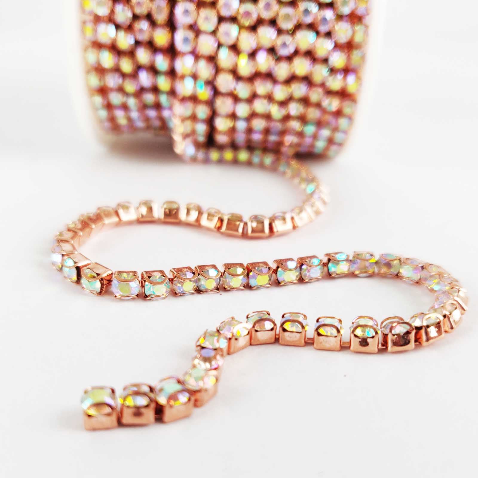 SS16 Oro Rosa y Cadenas de Estrás Iridiscentes Cristal Diamante - Imagen 2 de 6