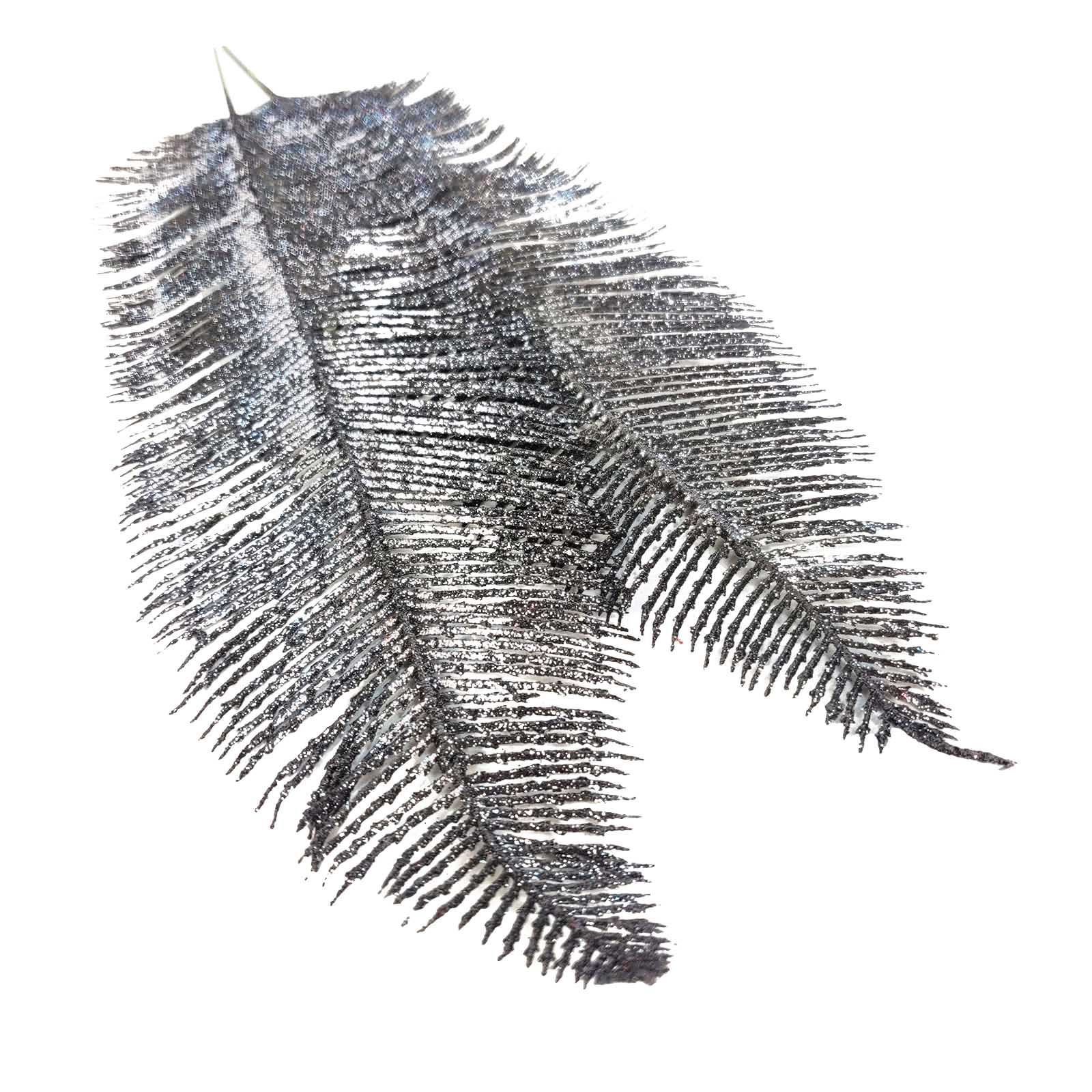 2x Large Heavy Glittered Spiky Feather Leaf - Glittery Flowers Home Decor Fake - Picture 7 of 15