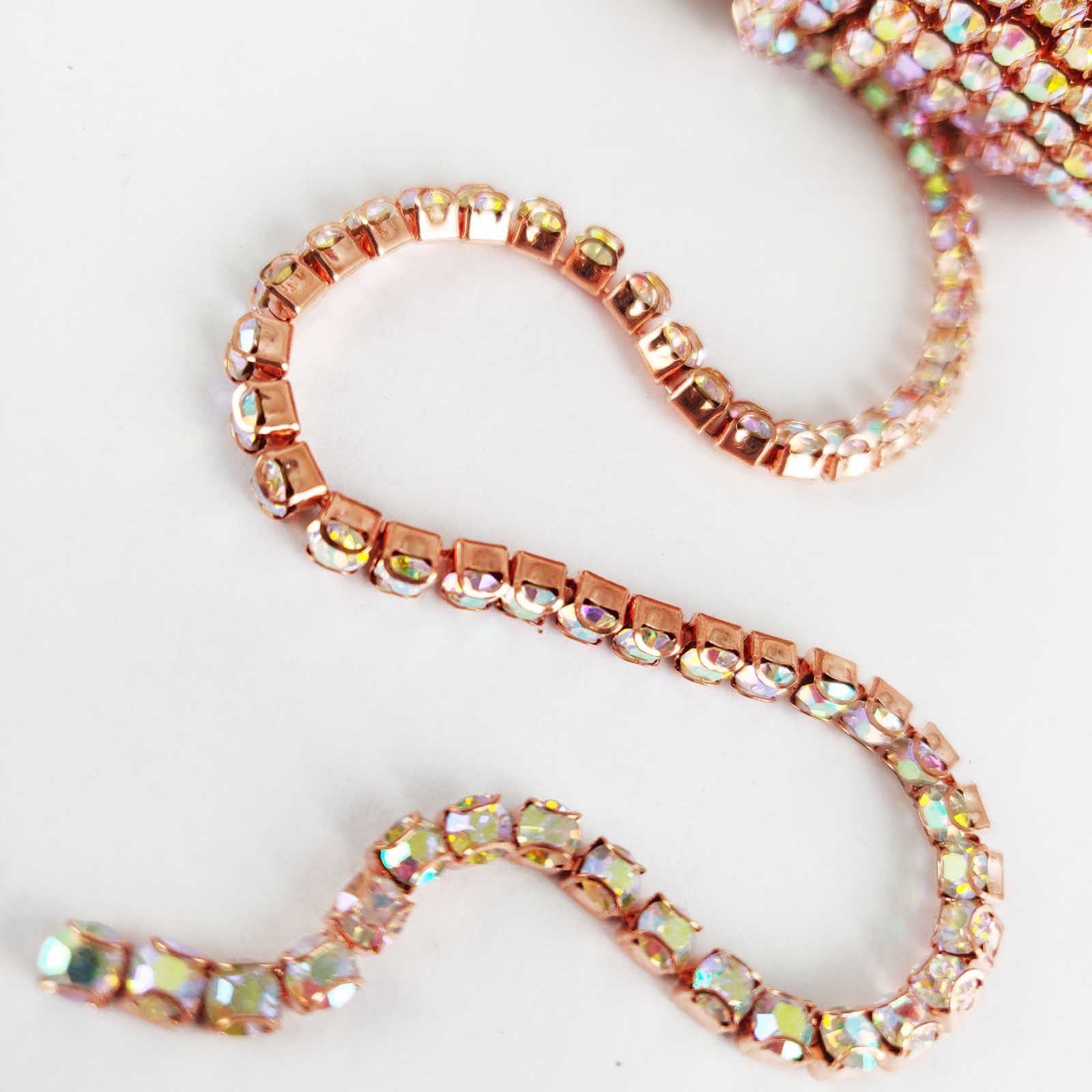 SS16 Oro Rosa y Cadenas de Estrás Iridiscentes Cristal Diamante - Imagen 3 de 6