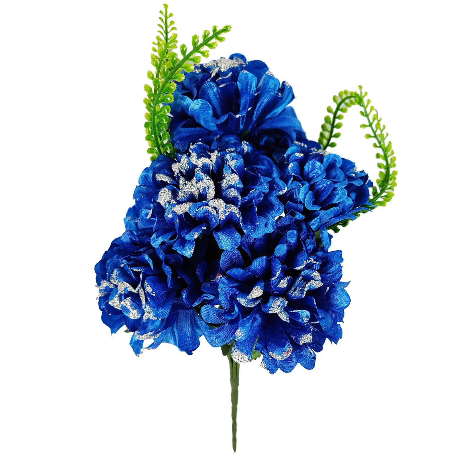 7 Head Glitter Mum Bouquet - Bling Artificial Silk Flowers Home Craft Funeral - Picture 8 of 17
