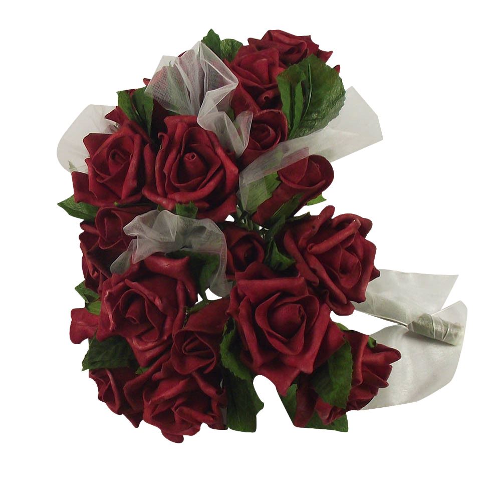 Shabby Chic Rose and Voile Bouquet Artificial Wedding Flowers Fake Silk - Picture 4 of 5