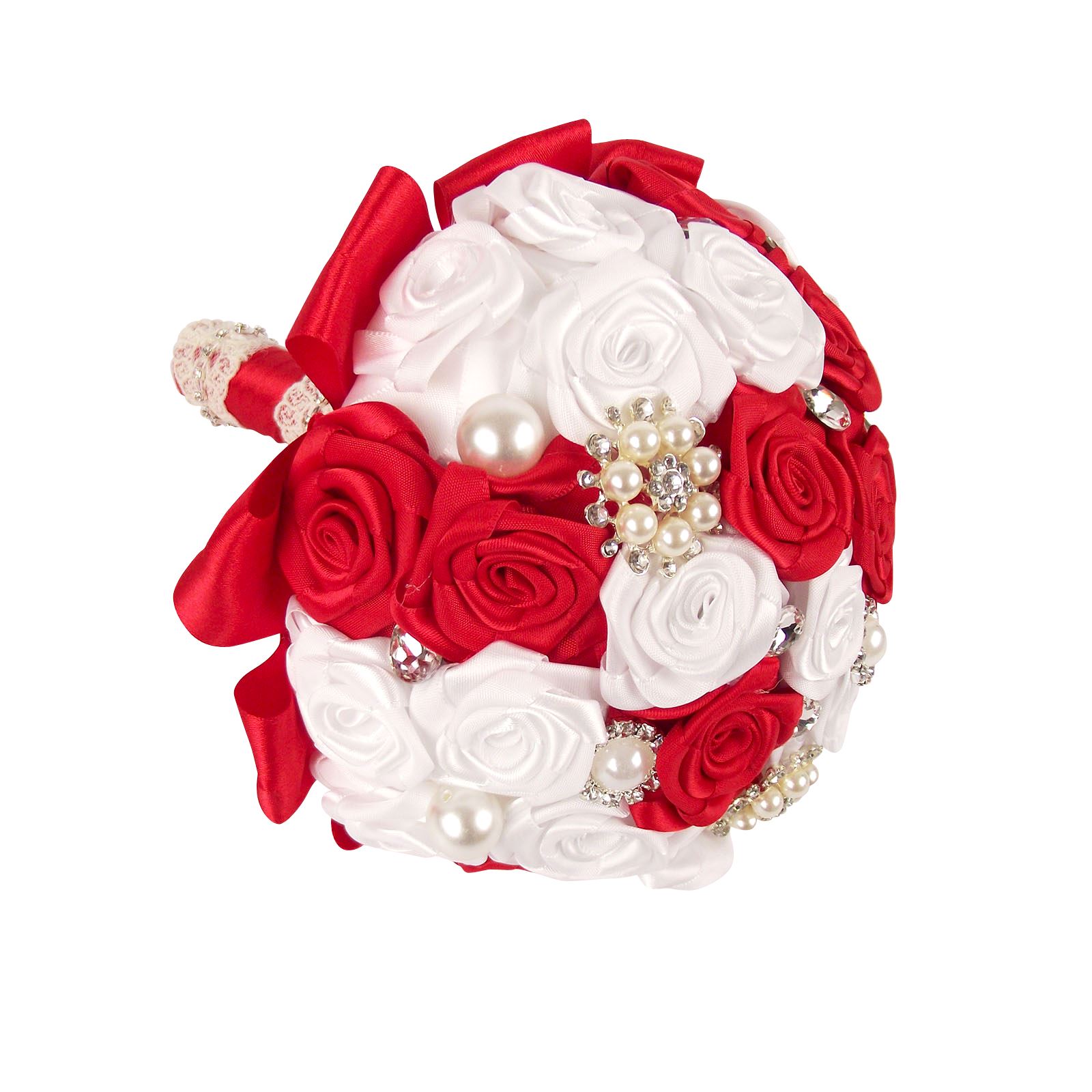 ¡Ramo de satén premium hecho a mano! Posy falso hecho por novia con broche de cristal - Imagen 16 de 23