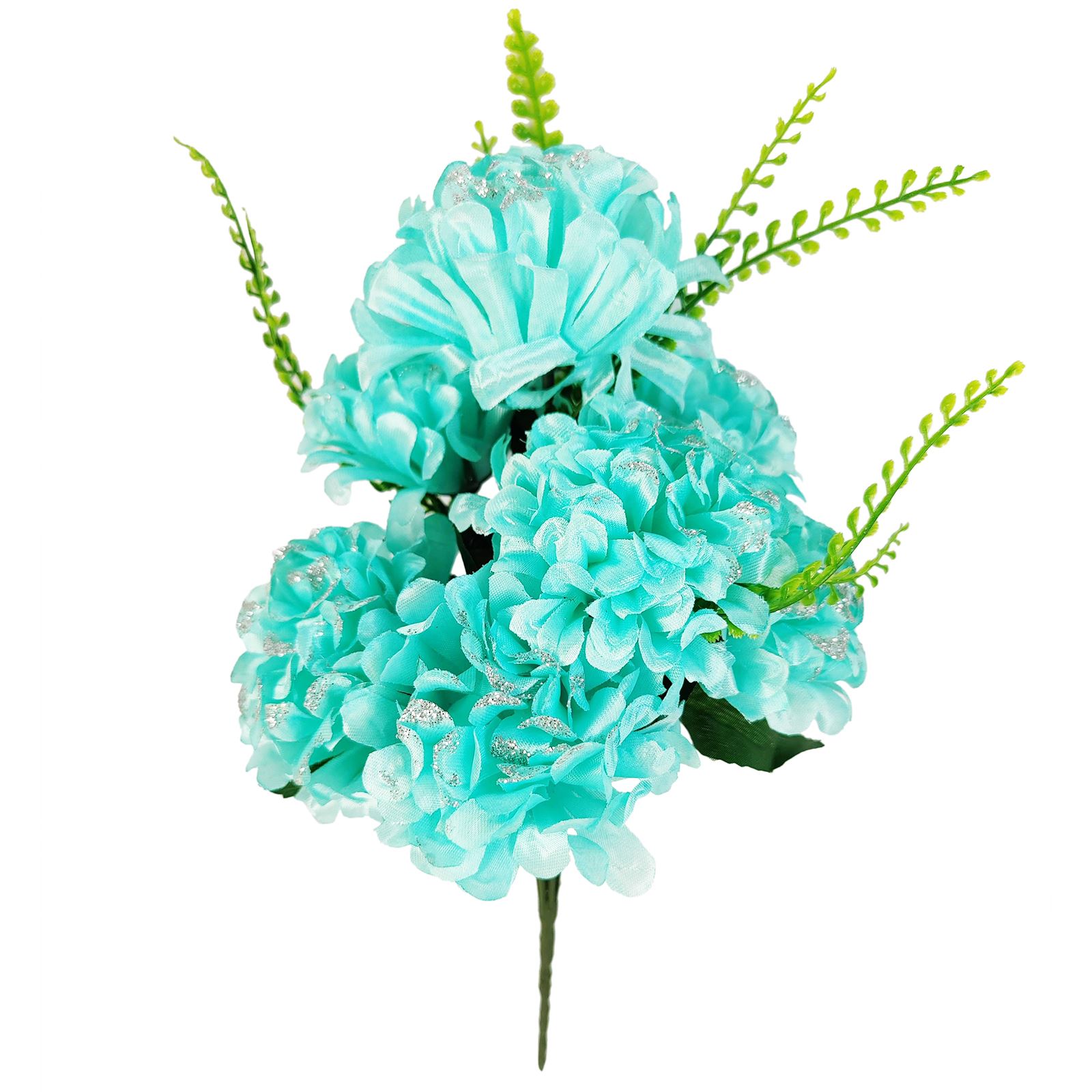 7 Head Glitter Mum Bouquet - Bling Artificial Silk Flowers Home Craft Funeral - Picture 12 of 17