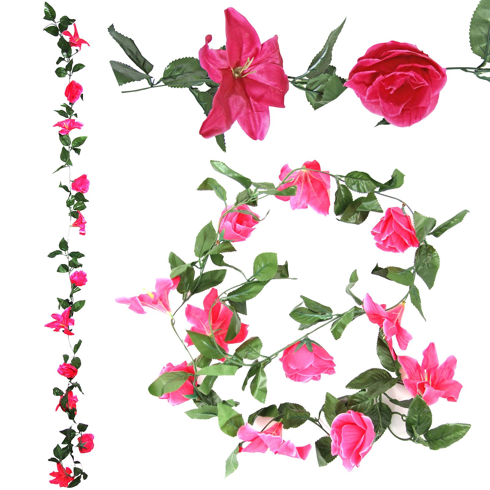 Rose and Lily Flower Garland! Artificial Fake Flowers Vine Ivy Trellis - Picture 2 of 24
