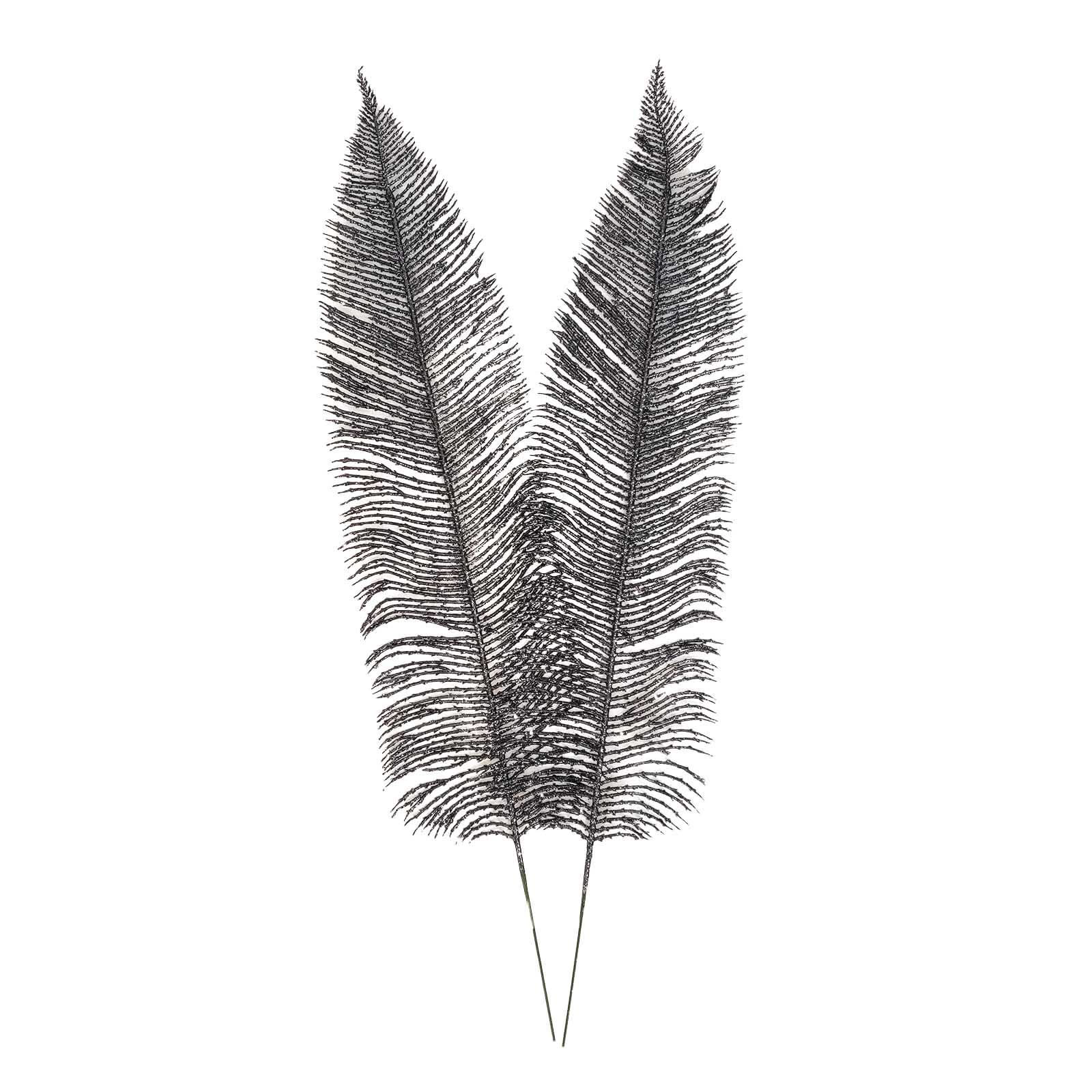 2x Large Heavy Glittered Spiky Feather Leaf - Glittery Flowers Home Decor Fake - Picture 6 of 15