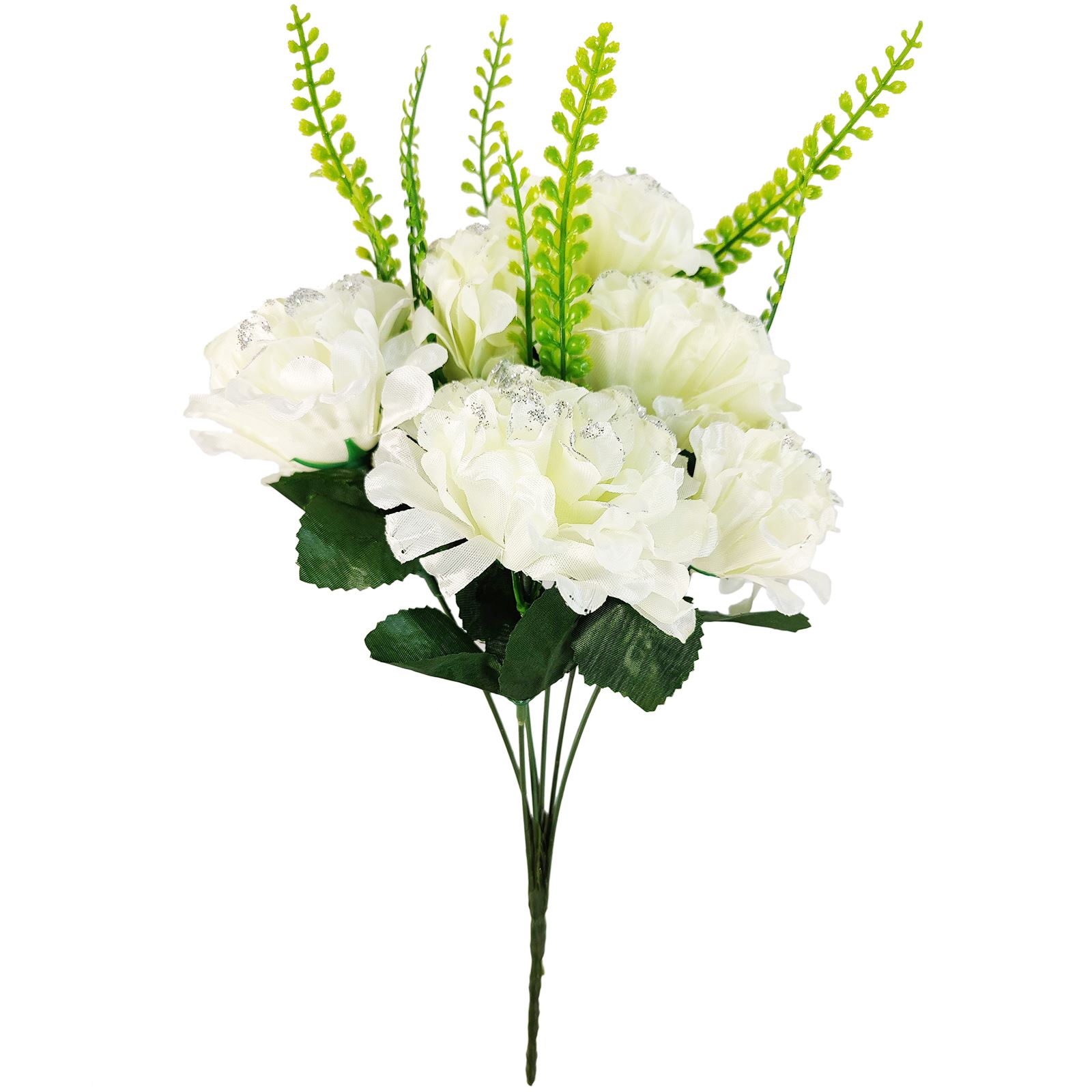 7 Head Glitter Mum Bouquet - Bling Artificial Silk Flowers Home Craft Funeral - Picture 5 of 17