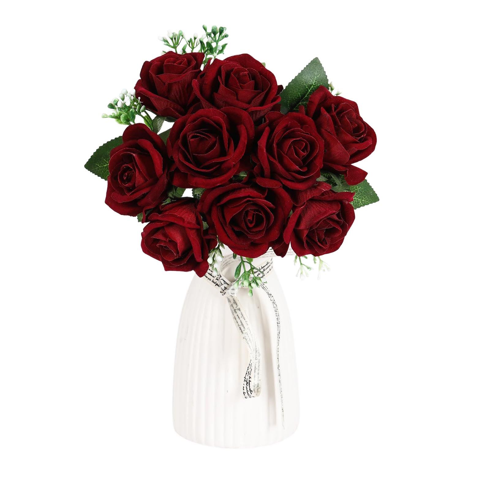 Paquete de 9 rosas atadas a mano - ramo de novia de terciopelo calidad de boda premium - Imagen 2 de 11