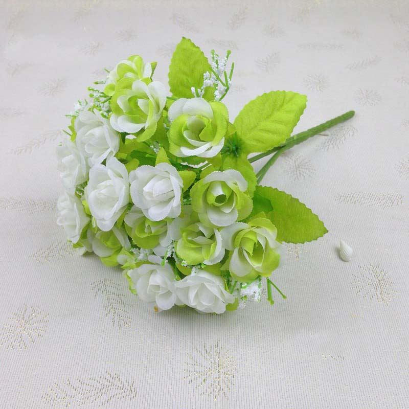 21 Head TwoTone Mini Rose Bouquet Bunch Artificial Flowers - Picture 7 of 18