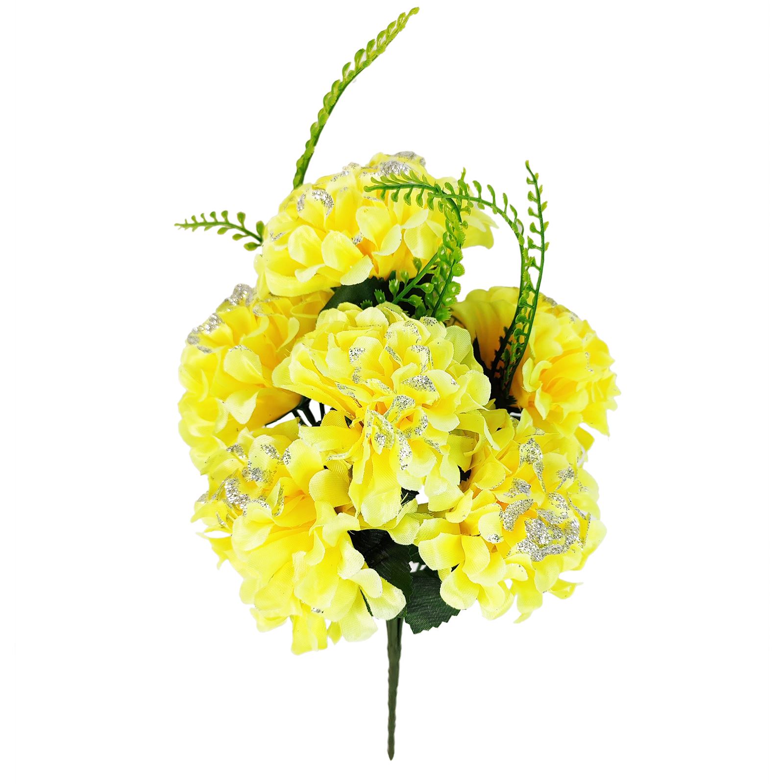7 Head Glitter Mum Bouquet - Bling Artificial Silk Flowers Home Craft Funeral - Picture 16 of 17
