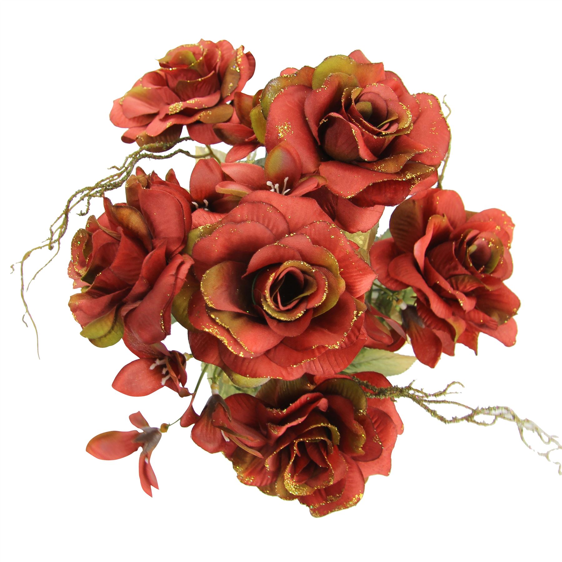 Rose and Alstroemeria Glitter Bouquet Artificial Silk Flowers Bundle Bunch eBay
