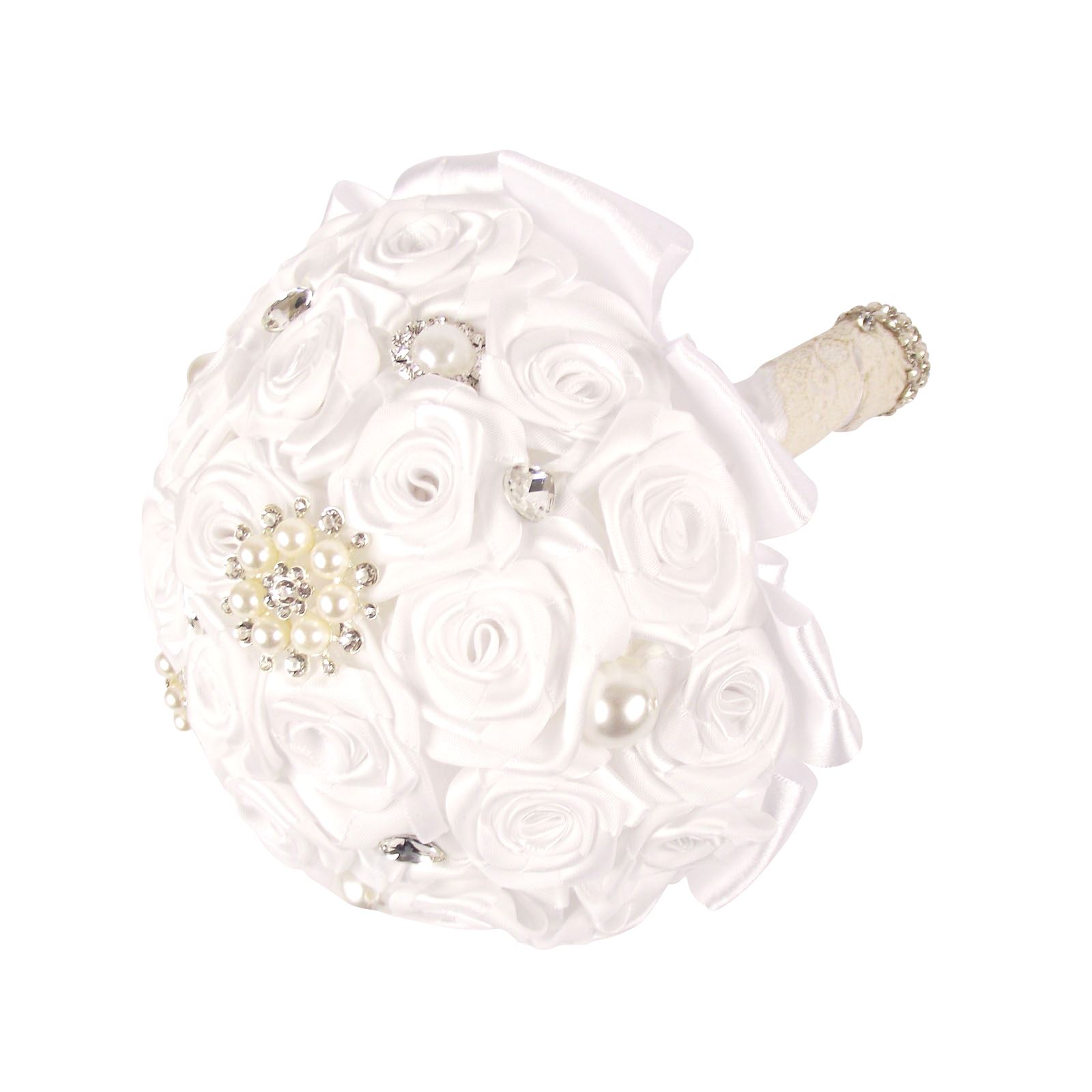 ¡Ramo de satén premium hecho a mano! Posy falso hecho por novia con broche de cristal - Imagen 20 de 23