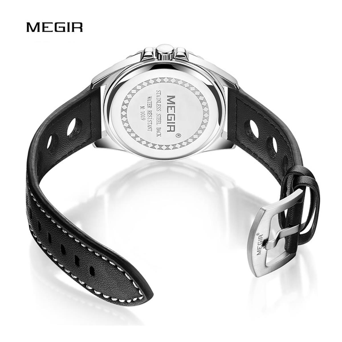 Reloj analógico redondo de cuarzo Megir para hombre niños negro plateado rojo fecha relojes Reino Unido - Imagen 7 de 13