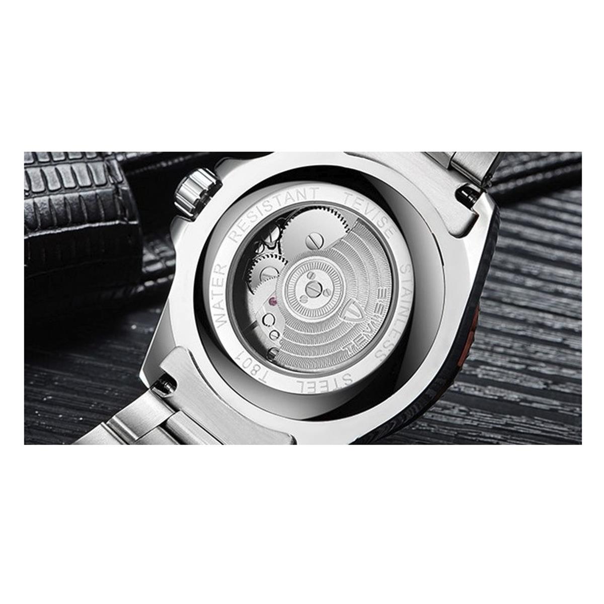 Tevise Mens Homage Automatic Mechanical Watch Blue Silver Smart Watches