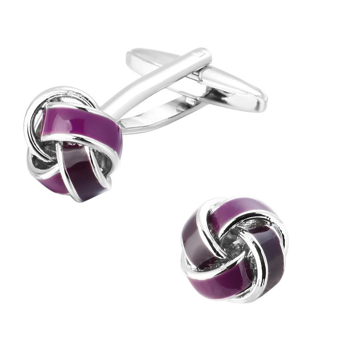 Knot Cufflinks Selection Colours Red Blue Purple Silver And Gold UK Stock - Picture 10 of 31