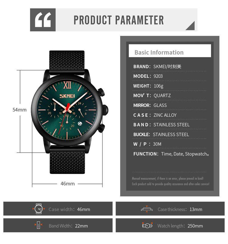 Mens Black Chrono Watch High Quality Mesh Strap Clear Date Display UK Dispatch - Picture 16 of 19