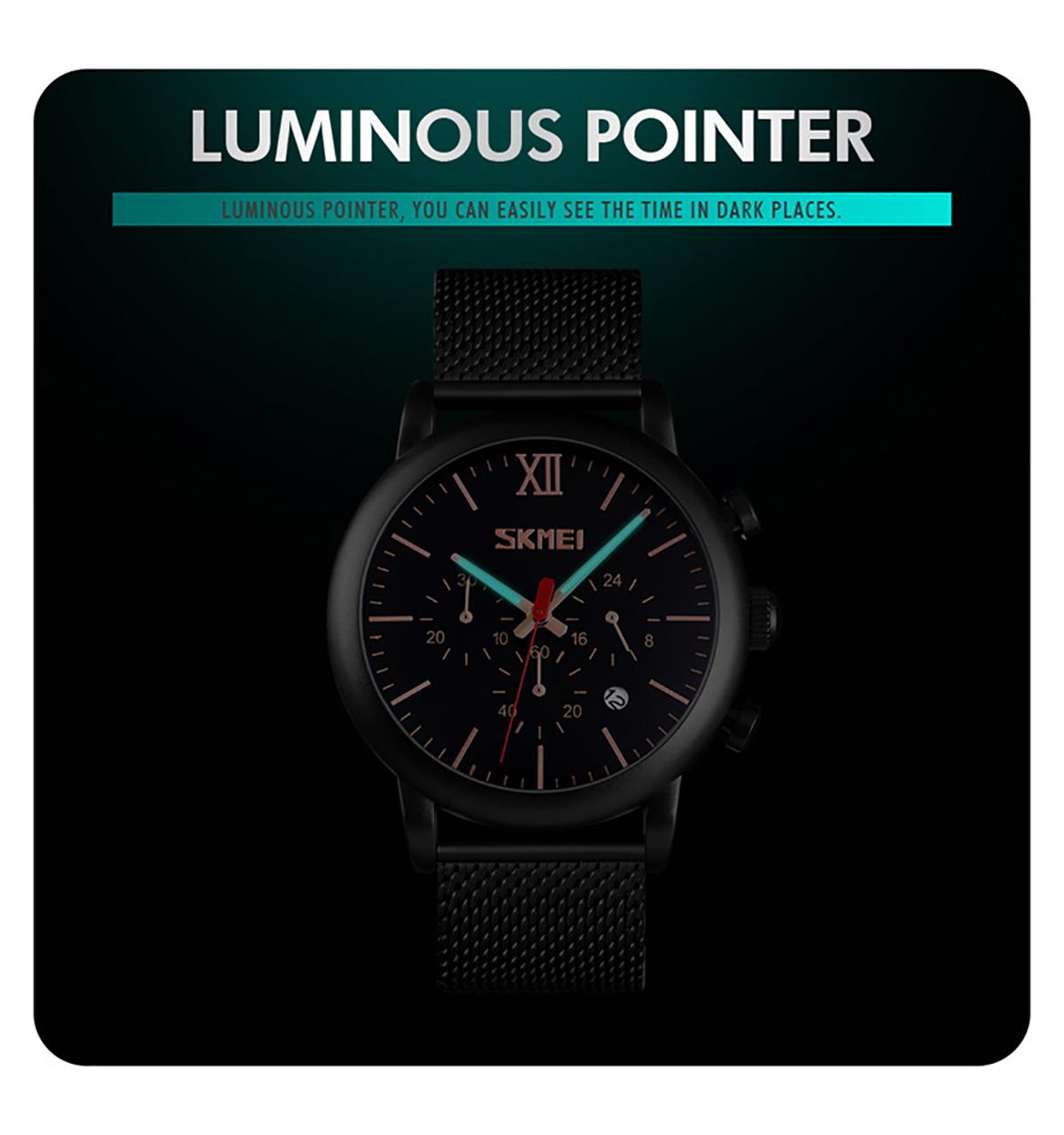 Mens Black Chrono Watch High Quality Mesh Strap Clear Date Display UK Dispatch - Picture 18 of 19