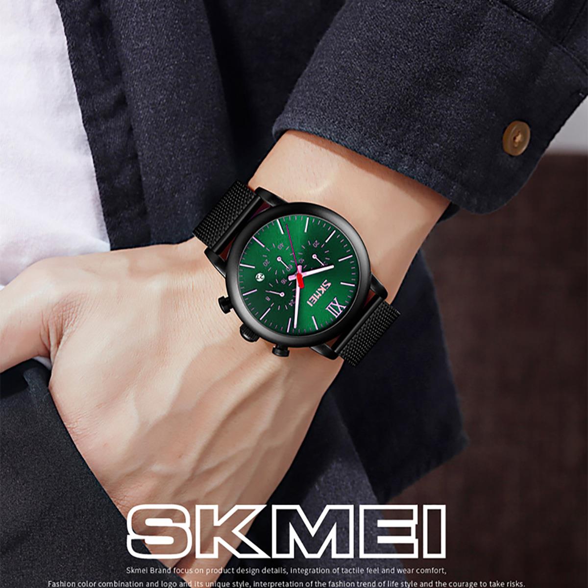 Mens Black Chrono Watch High Quality Mesh Strap Clear Date Display UK Dispatch - Picture 17 of 19