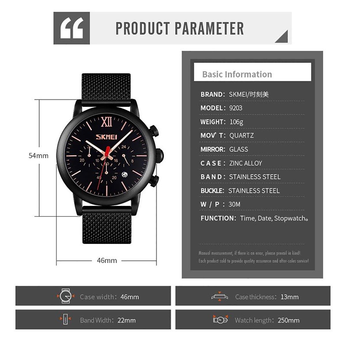 Mens Black Chrono Watch High Quality Mesh Strap Clear Date Display UK Dispatch - Picture 6 of 19