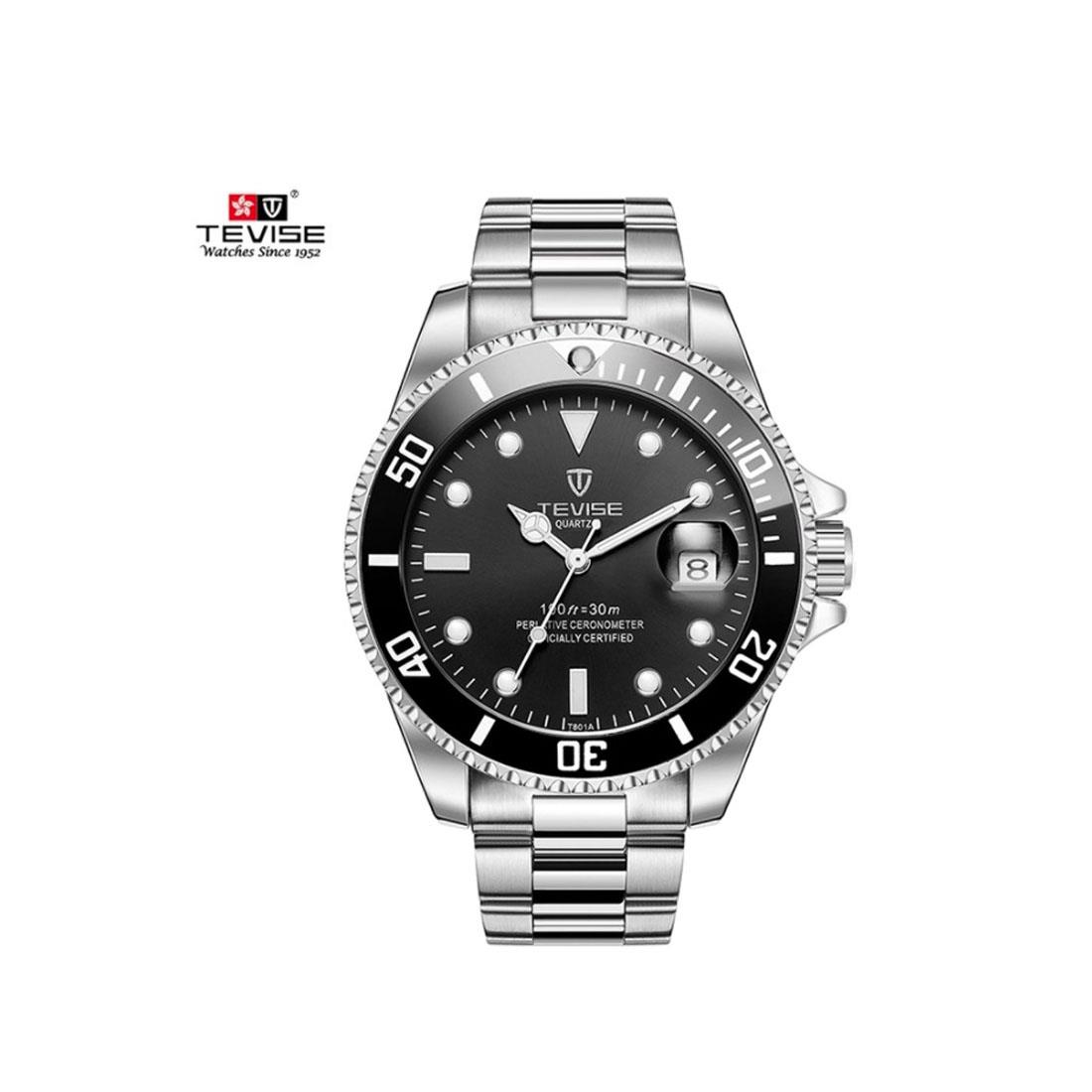 Reloj de cuarzo Tevise para hombre homenaje negro plata relojes inteligentes fecha diseñador regalo Reino Unido - Imagen 6 de 11