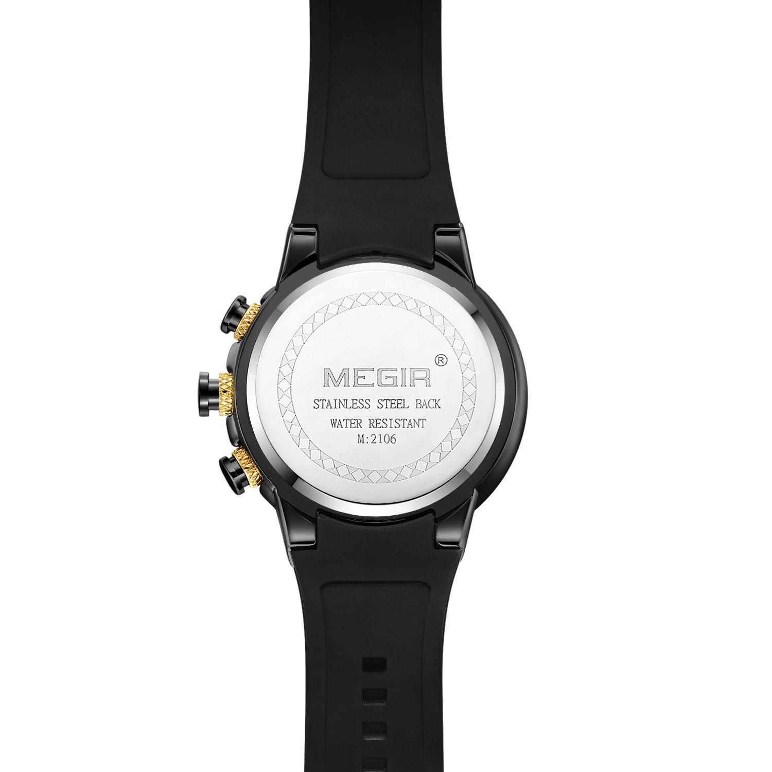 Reloj inteligente analógico de cuarzo Megir para hombre homenaje negro dorado rojo Reino Unido - Imagen 9 de 11