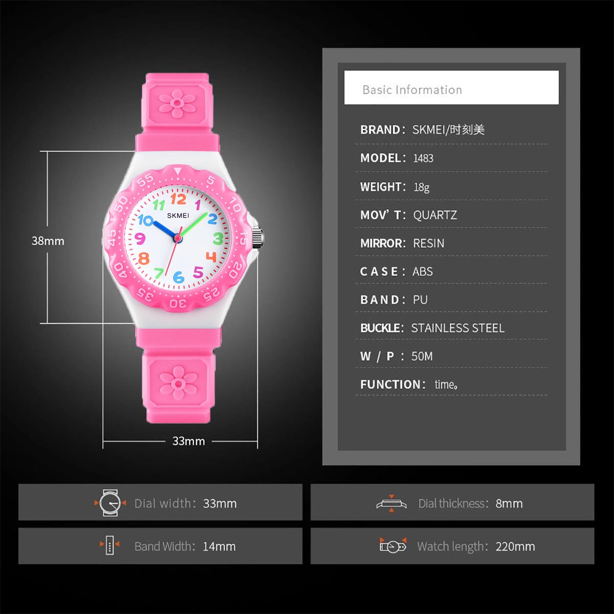 Skmei Kids Boys Girls Children First Watch Easy Tell Time Learning 4 Colours - Picture 14 of 28