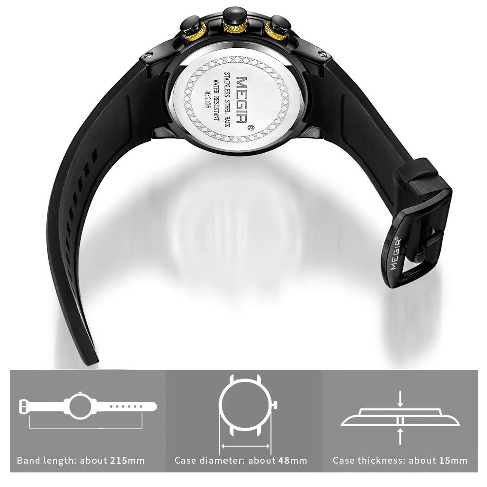 Reloj inteligente analógico de cuarzo Megir para hombre homenaje negro dorado rojo Reino Unido - Imagen 6 de 11