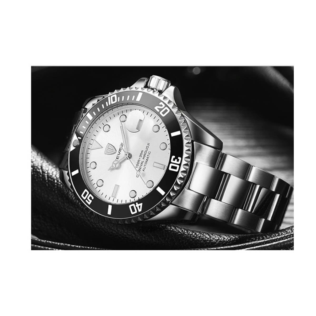 Reloj de cuarzo Tevise para hombre homenaje plata blanca relojes inteligentes fecha diseñador regalo Reino Unido - Imagen 3 de 9