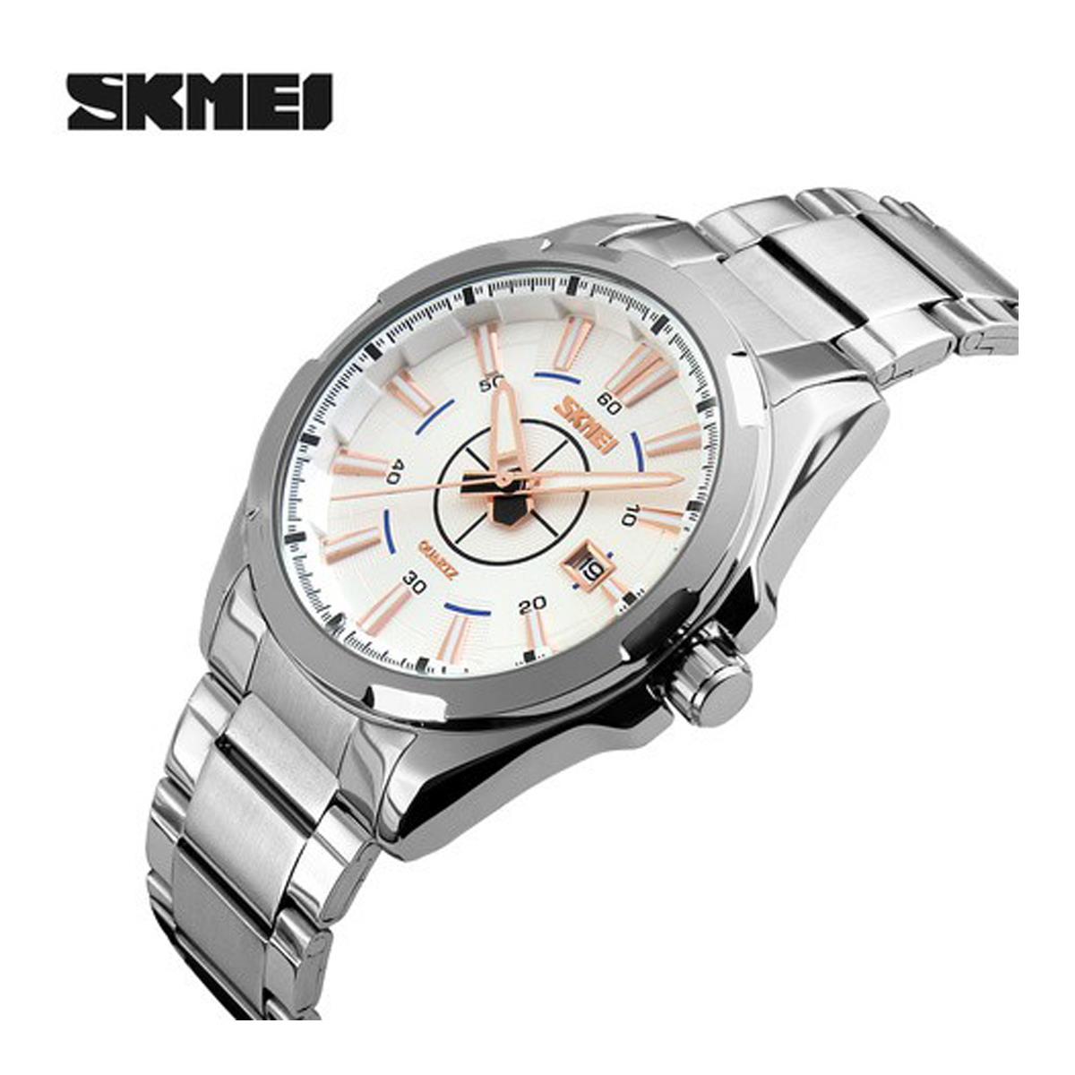 Skmei Mens Watch Stunning Analogue Watches Silver Stainless Steel Date