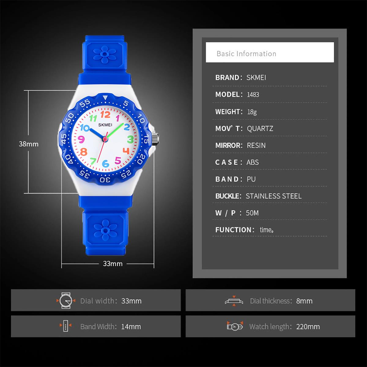 Skmei Kids Boys Girls Children First Watch Easy Tell Time Learning 4 Colours - Picture 8 of 28