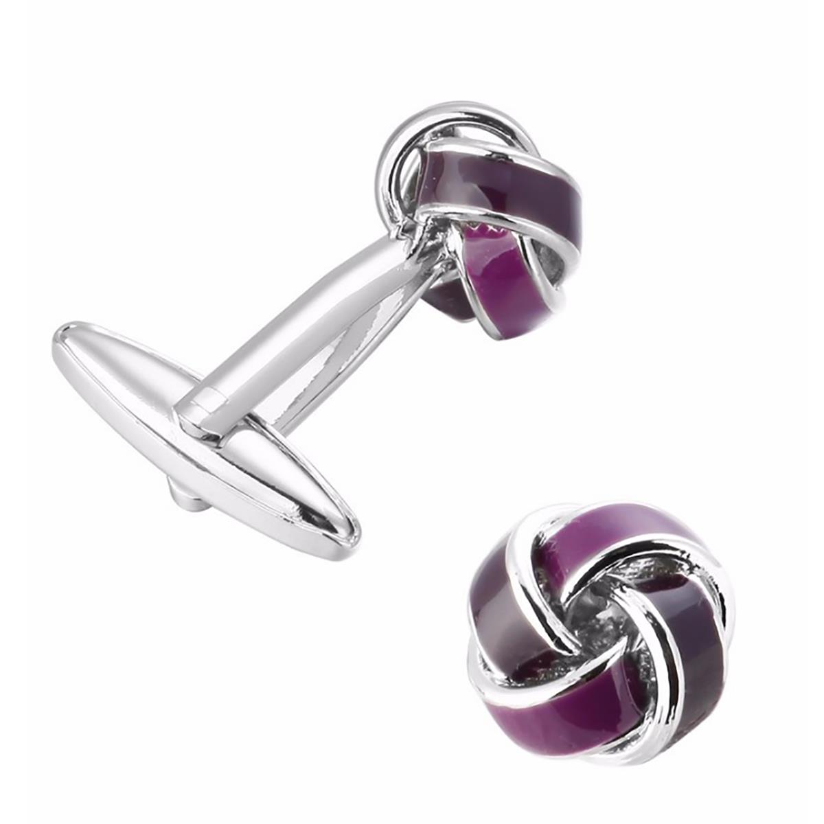 Knot Cufflinks Selection Colours Red Blue Purple Silver And Gold UK Stock - Picture 11 of 31