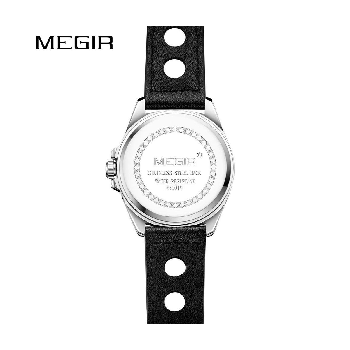 Reloj analógico redondo de cuarzo Megir para hombre niños negro plateado rojo fecha relojes Reino Unido - Imagen 8 de 13