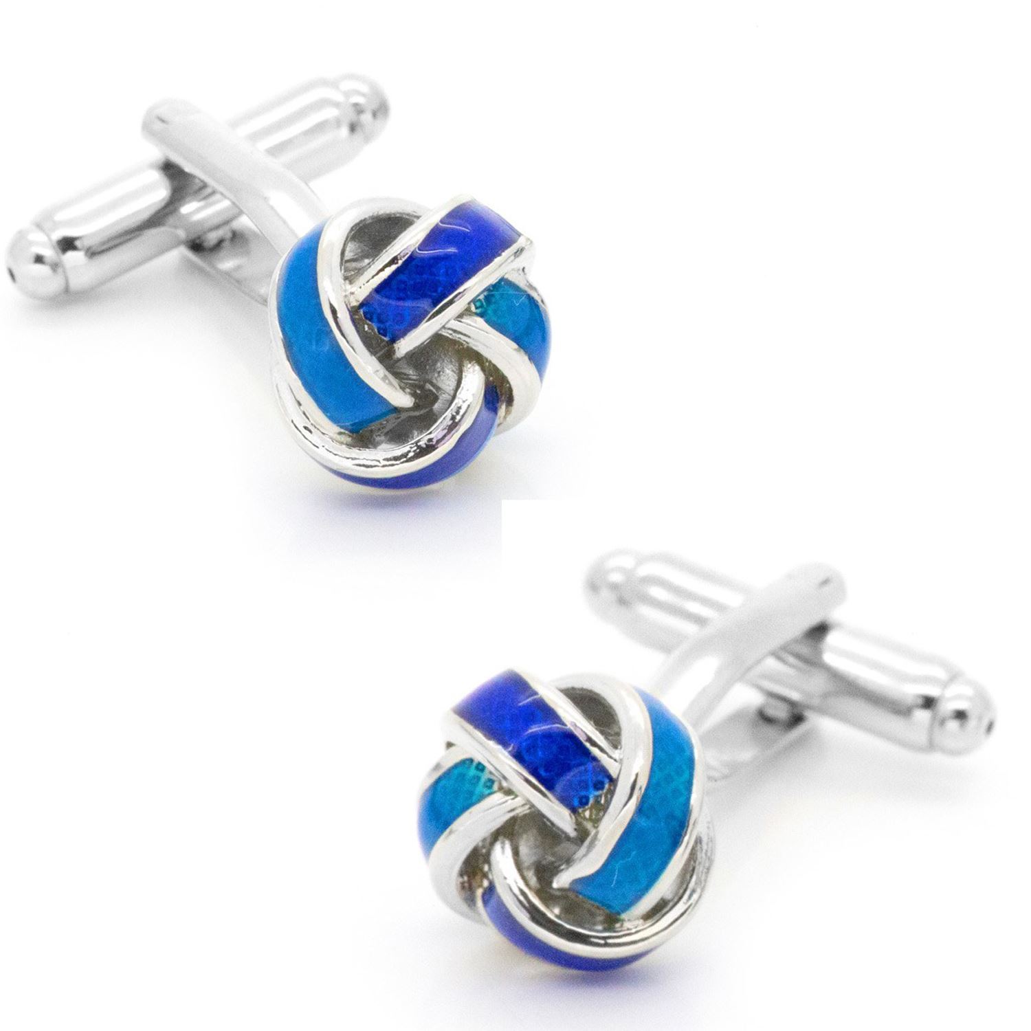 Knot Cufflinks Selection Colours Red Blue Purple Silver And Gold UK Stock - Picture 2 of 31